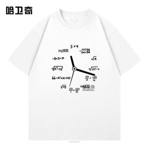 Áo Thun Cotton Nam Tay Ngắn Thiết Kế Hình Đồng Hồ Công Thức Toán Học Mới Áo Thun Cotton Rộng Rãi Thoáng Khí Mùa Hè Thường Ngày