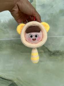 Mochi len móc khoá/raccoon len handmade