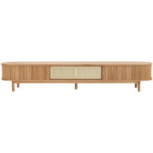 Rattan Woven Oak Wood TV Cabinet 1.8m Full Solid Wood Blind Rollers Audio Visual Cabinet Japanese Style Original Wood