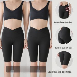 Miiow | Cat Woman Summer Thin High Waist Ice Silk Abdomen Tummy Control Short Yoga Bottoms Shorts Womens Fitness Pants Base Layer