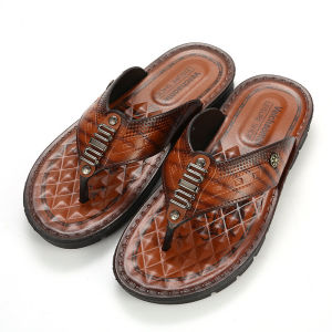 Mens Summer Casual Slip-On Sandals Anti-Slip Soft Bottom Wear-Resistant Outdoor Bathing Beach Sandals Comfortable Thong Slippers