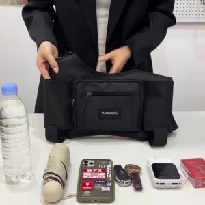 Outdoor Sports Vest Backpack With Water Bottle Pocket Riding Chest Bag Hip-hop Streetwear Chest Rig Bag Multiple Pockets Storage