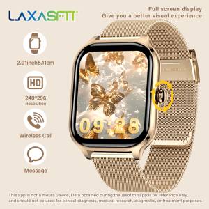 LAXASFIT New 2.01 Inch Smart Watch Man Woman Gift Full Touch Screen Sports Fitness Watch BT Call Digital Smart Watch