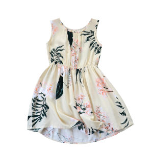 Summer Long Sleeveless Cotton Gauze Dress Childrens Vest Skirt Maternity Beachwear Holiday Clothing Girls Ladylike Style