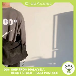 DROPASSIST 1318 READY STOCK Big Woman Canvas Sling Bucket Handbag Shoulder Messenger Bag Wanita Beg Tangan Perempuan