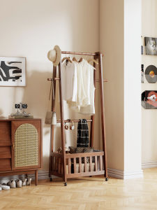 TINGXU | Storage Basket Wooden Clothing Hanger Stand