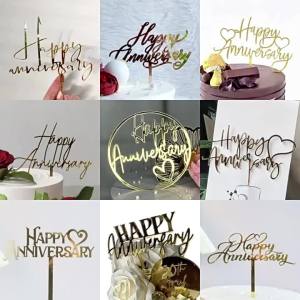 Wedding Anniversary Cake Topper Acrylic Cake Decoration Insert Party Supplies Romantic Celebration Decor Couple Love Keepsake