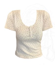 Floral U-Neck Short Sleeve Womens T-Shirt plus Size Slimming Sweet And Spicy Style Summer Top Shoulder Width Regular