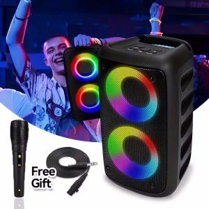 Karaoke Portable Wireless Bluetooth Speaker With Microphone Lamp Radio FM Subwoofer LED TWS Caixa De Som Machine Sound Box Music