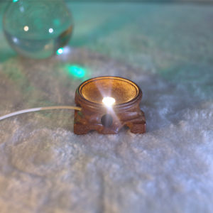 Red Sandalwood Carved Egg DIY Crystal Ball Night Light Stand Hollow out Root Carving Retro Style White Light Night Lamp