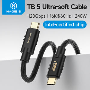 Hagibis TBT5 Cable Up to 120Gbps Bandwidth Boost 240W Charging 80Gbps Data 16K/8K Compatible with Thunderbolt 4 USB C Cable
