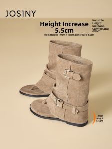 Josiny | Height-increasing Mid-calf Open-toe Boot