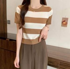 MOLLY CROP TOP SALUR KNIT KOREA