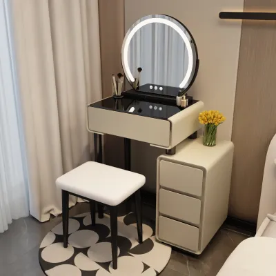 New Modern Minimalist Bedroom Rock Plate Makeup Desk Luxury Sensation Integrated Table Cream Style Adjustable Height with Mirror