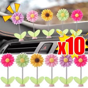 10PCS Swinging Sunflower Car Dashboard Ornament Auto Interior Decor Shaking Head Flower Easy Install Car Decoration Accessories