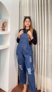 AFAREEN - Celana Panjang Jeans Overall Wanita Jeans Kodok Celana Jeans Xodok