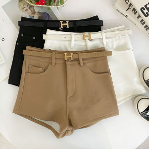High Waist A-Line Slimming Hot Pants Casual Suit Shorts with Belt Autumn New Design Versatile High Waist Flattering Korean Style