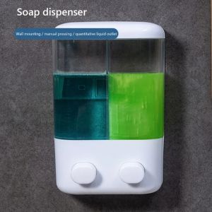 500ML 1000ML No Drill Wall Mounted Manual Soap Dispenser Transparent Liquid Container for Hotel Bathroom Shampoo Shower Gel