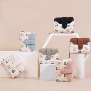 Fashionable Short Womens Wallet Multi-Card Slot Coin Purse Compact Billfold Korean Style Soft PU Leather Youth Cartoon