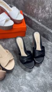 Dép guốc nữ giày cao gót đế đúp 12 phân vân gỗ tôn dáng sang chảnh