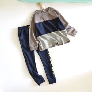 Japan fashion Boy Long sleeves Shirt Western Style Patchwork Cotton round Neck Boy Baby Base Pullover Small Medium and Big Children Top