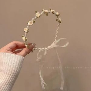 2023 New Fashion Pearl Flower Satin Headband Female Style All-match Hair Band Fairy Sweet Hairbands Women Hair Accessories