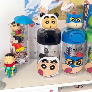 530ml Crayon Shin Chan Water Bottle with Straw Tumbler Water Cup Air Botol Comel Kartun Tritan BPA FREE Pop Out Cover Lid 蜡笔小新小白鳄鱼水杯女生高颜值可爱大容量吸管耐高温