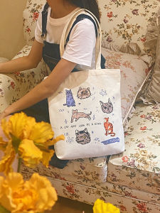 Fashionable Canvas Bag for Women 2024 New Lazy Style Designer Casual College Student Class Canvas Bag Soft Handle Shoulder Bag