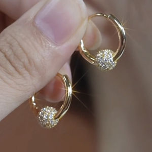 New Small Diamond Ball Earrings Elegant Hoop Earrings