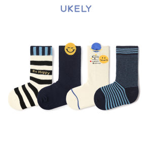 Ukely Boys Mid-Calf Socks Spring Autumn New Cotton Children Socks A-Class Baby Trendy Socks Boy Leg Socks Cartoon Style Elastic Design