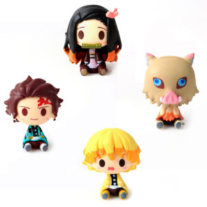 Bandai | 4-15pcs Anime demon slayer kimetsu no yaiba figure kamado tanjirou action figure agatsuma zenitsu nezuko warrior pvc model toys