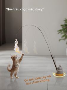VOA | Đồ Chơi Mèo Tương Tác có Cốc Hút và Tay Cầm Dài với Lông