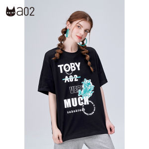 เสื้อยืดแขนสั้นผ้าฝ้ายลายแมวสไตล์ใหม่ฤดูร้อนสำหรับผู้หญิง เสื้อแขนสั้นคอตตอนแท้ทรงสลิมฟิตสำหรับใส่ไปทำงานในฤดูร้อน