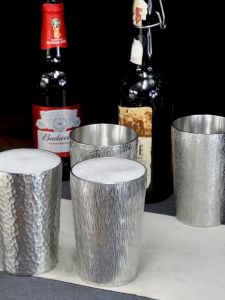 Handmade Pure Tin Beer Cup Red Wine Cup Hard Liquor Cup Whiskey Cup Home Use Rock Texture Cup Japanese Style Metal Construction