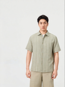 Purcotton | Men Cotton Double Layered Short Sleeve Shirt