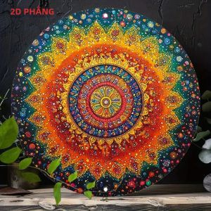 CIFbuy | Jiasai Vintage Đầy Màu Sắc Mandala Nghệ Thuật Treo Tường Kim Loại Hình Tròn Trang Trí Cho Ngoài Trời Trong Nhà Nhà 1 Mảnh