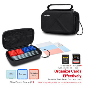 Kiorafoto Memory Card Case Holder EVA Hard Shell SD Card Organize Box For Storage 20 CFexpress Type-A Cards & 20 SD CardsInclude 40 Independent transparent Card CaseWaterproof & Impact Resistant Design