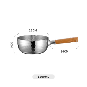 316 Stainless Steel Saucepan Solid wood handle with hook Multipurpose Sauce Pan with Pour Spouts Sauce Pot Cooking Pot