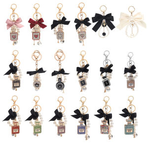 Fashion Creative Bow Pearl Chain Keychain Keychain Ladies Sweet Multicolor Bag Car Pendant Decoration Couple BFF Gift