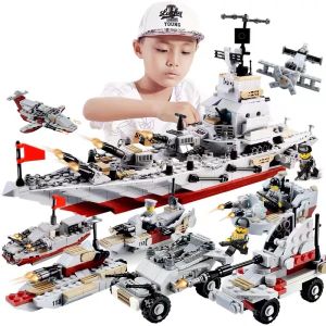 1000Pcs Ww2 Warship Building Blocks Toys Model Legao Warship BattleShip Military Warrior Series Tank Ship Building Blocks Legoe Compatible Wilderness Operation Children Diy Toy Boys Gifts
