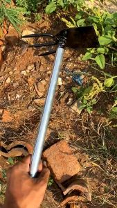 Cangkul Garukan 2in1 Gagang besi Pacul taman/Kebun Mini Garpu Sampah Selokan/Got
