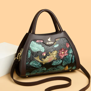 Large Capacity Handbag 2023 New Style Mom Bag Ethnic Fish Design Chinese Culture Wealth Attracting Handbag Fashionable Ladies Purse