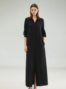 COCOBELLA | 100% Tencel Long Black Shirt Dress