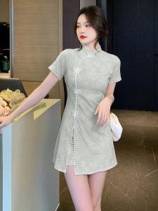 Summer 2025 New Style Short Pants Two-Piece Set Chinese Floral Embroidery Patchwork Improved Cheongsam Elegant Ladies Suit