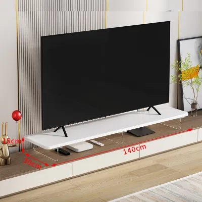 Acrylic TV Stand Riser Shelf Living Room Floating TV Cabinet Transparent Storage Rack Base Pad High Lift Wooden Material Modern Simple Design