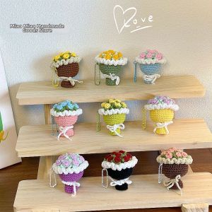 Yarn Flower Bunch Keychain Pendant Friend Gift