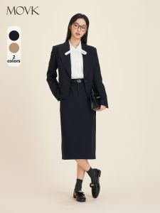 MOVK | Bộ Đồ Công Sở Nữ Màu Hải Quân cho Người Thấp