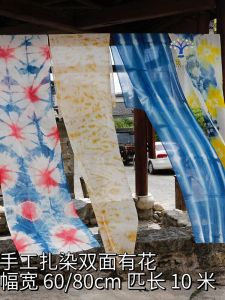 Handmade Dyed Fabric Double-Sided Flower Pattern Thin Veil Decorative Material Ceiling Hanging Background Cloth Scarf Material