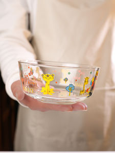 Adorable High Temperature Resistant Glass Bowl Cartoon Pickle Fruit Salad Food Grade Breakfast High Aesthetic Value Salad Bowl