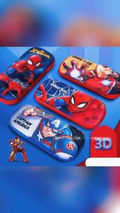 Hard Pencil Organizer 3D Spiderman Captain America Design Shockproof Student Pencil Case for Kids Boys